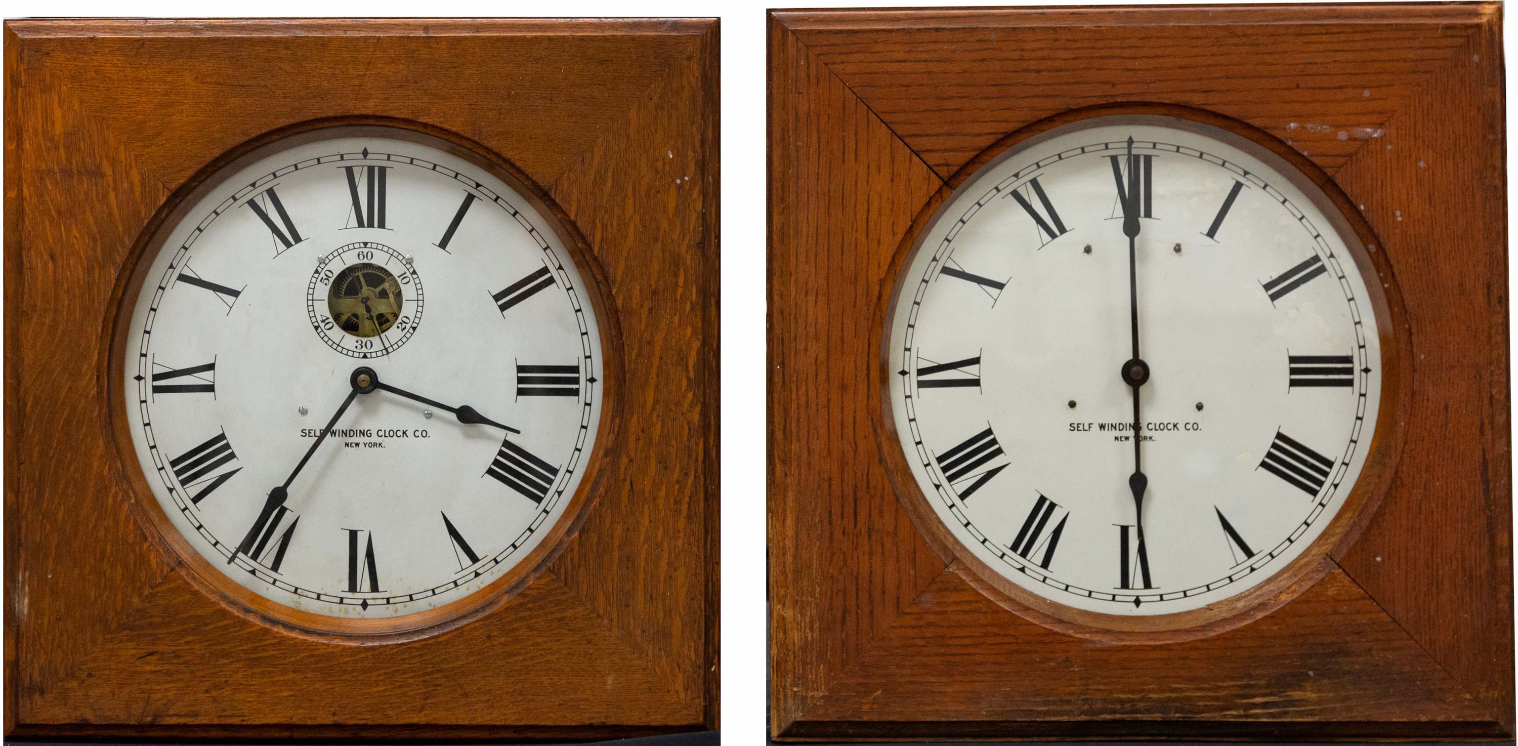 (2) Self Winding Clock Co. New York Clocks Cottone Auctions