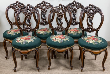 (6) Victorian Walnut Side Chairs