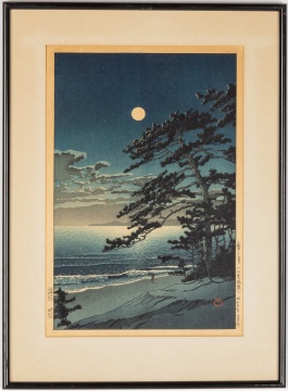Kawase Hasui (Japanese, 1883-1957) Spring Moon at Ninomiya Beach, 1932