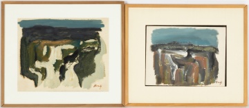 (2) Gandy Brody (American, 1924-1975) "Supper by the Sea" & Untitled, Landscape