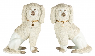 Large Pair 19th Century Staffordshire Poodles