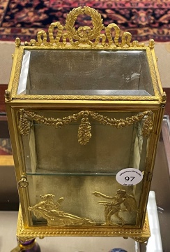 French Gilt Brass Jewelry Cabinet