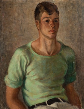 Adrian J. Dornbush (American, 1900 - 1970) "Jerry, Man in Green Shirt"