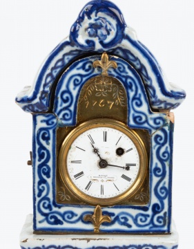 Delft Pottery Miniature Tallcase Clock