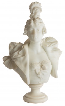 Antonio Piazza (Italian, 1816-1918) Marble Sculpture of a Lady