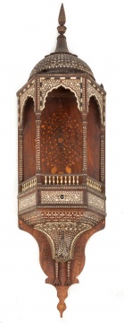 Arabesque Wall Shelf with Peacock and Bone Inlay