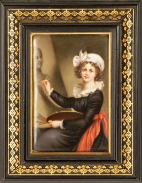 19th Century Hand Painted Porcelain Plaque of Madame Le Brun