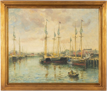 Guy Carleton Wiggins (American, 1883-1962) Harbor Scene