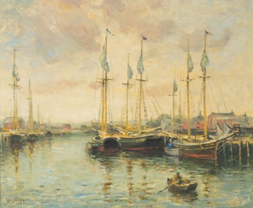 Guy Carleton Wiggins (American, 1883-1962) Harbor Scene