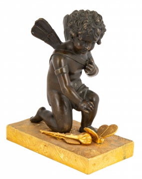 Bronze Cherub with Butterfly