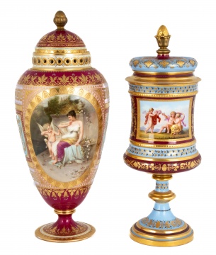 Austrian Hand Painted Porcelain Vase and Urn