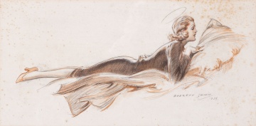 Everett Shinn (American, 1876-1953) Lady on a Pillow