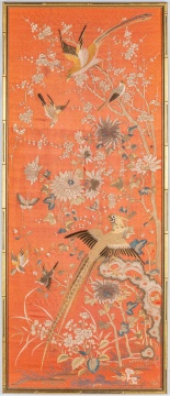 Chinese Silk Embroidered Kesi with Birds and Foliage