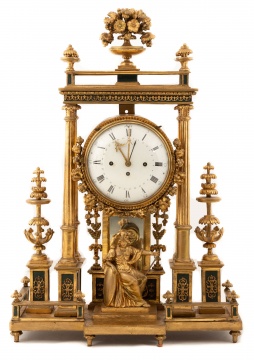 Fine Carved and Giltwood Austrian Neo Classical Mantle Clock