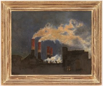 Attributed John Sloan (American, 1871-1951) "Smokestacks, New York"