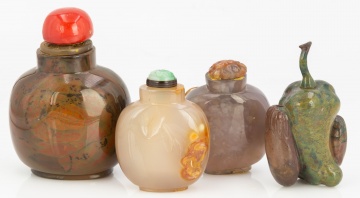 (4) Chinese Hardstone & Agate Snuff Bottles