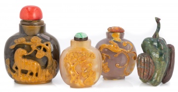 (4) Chinese Hardstone & Agate Snuff Bottles