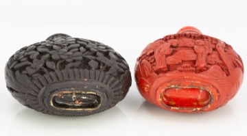 (2) Chinese Cinnabar Lacquer Snuff Bottles
