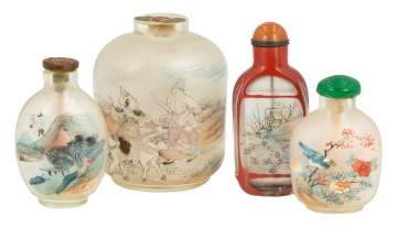(4) Chinese Reverse Painted Snuff Bottles