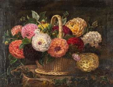 Danish School, 19th Century, Basket of Chrysanthemums