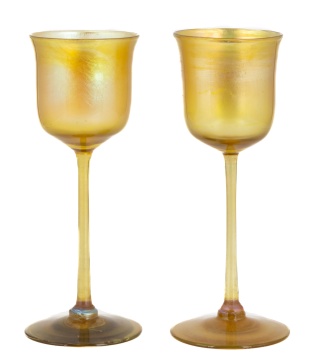 Pair of Tiffany Favrile Goblets