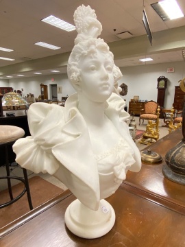 Antonio Piazza (Italian, 1816-1918) Marble Sculpture of a Lady