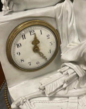 French Bisque Porcelain and Marble Clock