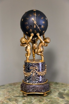 French Sphere Clock with Bronze Cherubs
