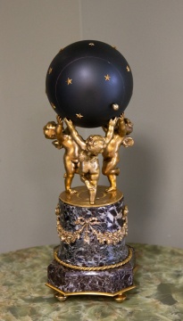 French Sphere Clock with Bronze Cherubs