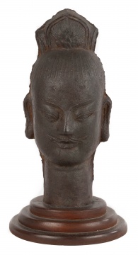 Chinese Iron Head of a Bodhisattva