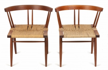 Pair of George Nakashima (American, 1905-1990) Grass Seat Chairs