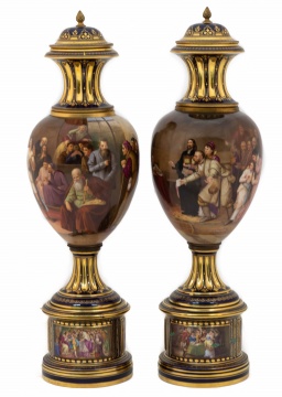 Pair of Fine Royal Vienna Covered Urns