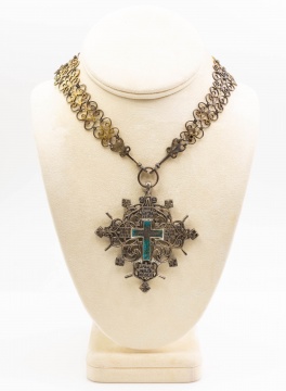 17th Century Russian Metal & Enamel Necklace