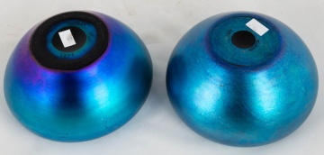 (2) Similar Steuben Blue Aurene Bowls