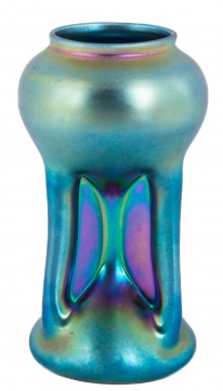 Steuben Blue Aurene Buttress Vase