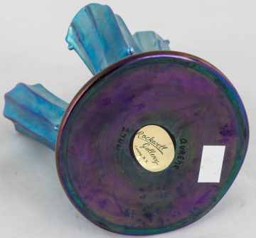 Steuben Blue Aurene 3 Prong Stump Vase