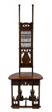 Fine & Rare Charles Rohlfs (American, 1853–1936) Oak Hall Chair