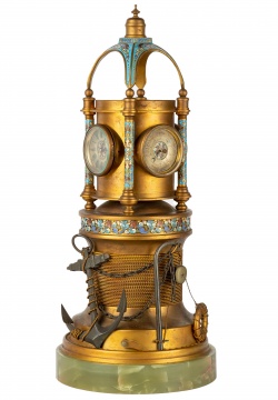 Rare French Industrial Animated Clock, "The Bollard"
