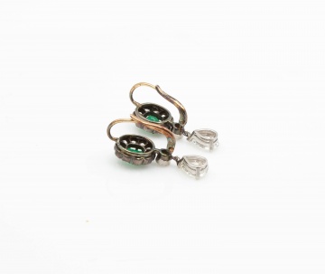 14K Gold, Diamond and Emerald Clip Back Earrings