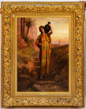 A. Romes (19th Century) "Rebecca at the Well" Middle Eastern Scene