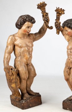 Early Carved and Polychrome Painted & Gilded Figures