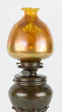 Tiffany Studios, New York Favrile Heart and Vine Oil Lamp