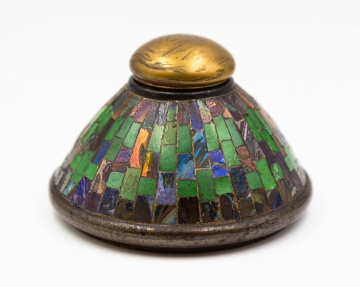 Rare Tiffany Studios, New York Favrile Mosaic Glass Inkwell
