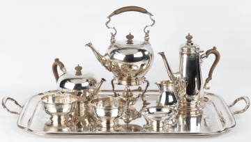 Assembled Sterling Silver Tea Set, Lionel Alfred Crichton