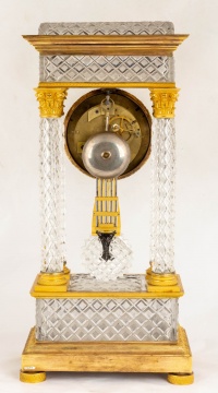 Fine French Charles X Ormolu & Crystal Portico Clock
