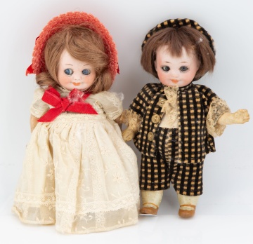 (2) Antique German Googly Eyed Dolls