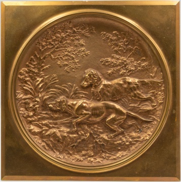 Bronze Plaque with Hunting Dogs