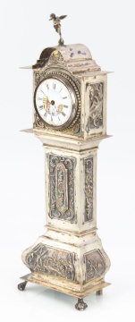 Dutch Silver Cabinet Grandfather Clock
