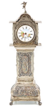 Dutch Silver Cabinet Grandfather Clock