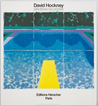 David Hockney (British, b. 1938) Piscines de Papier, Exhibition Poster